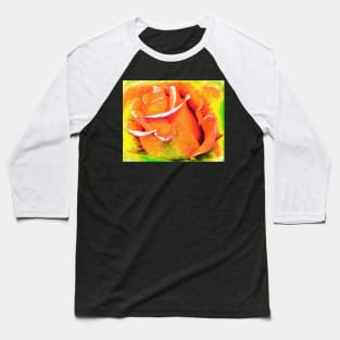 Orange Flame Rose Baseball T-Shirt